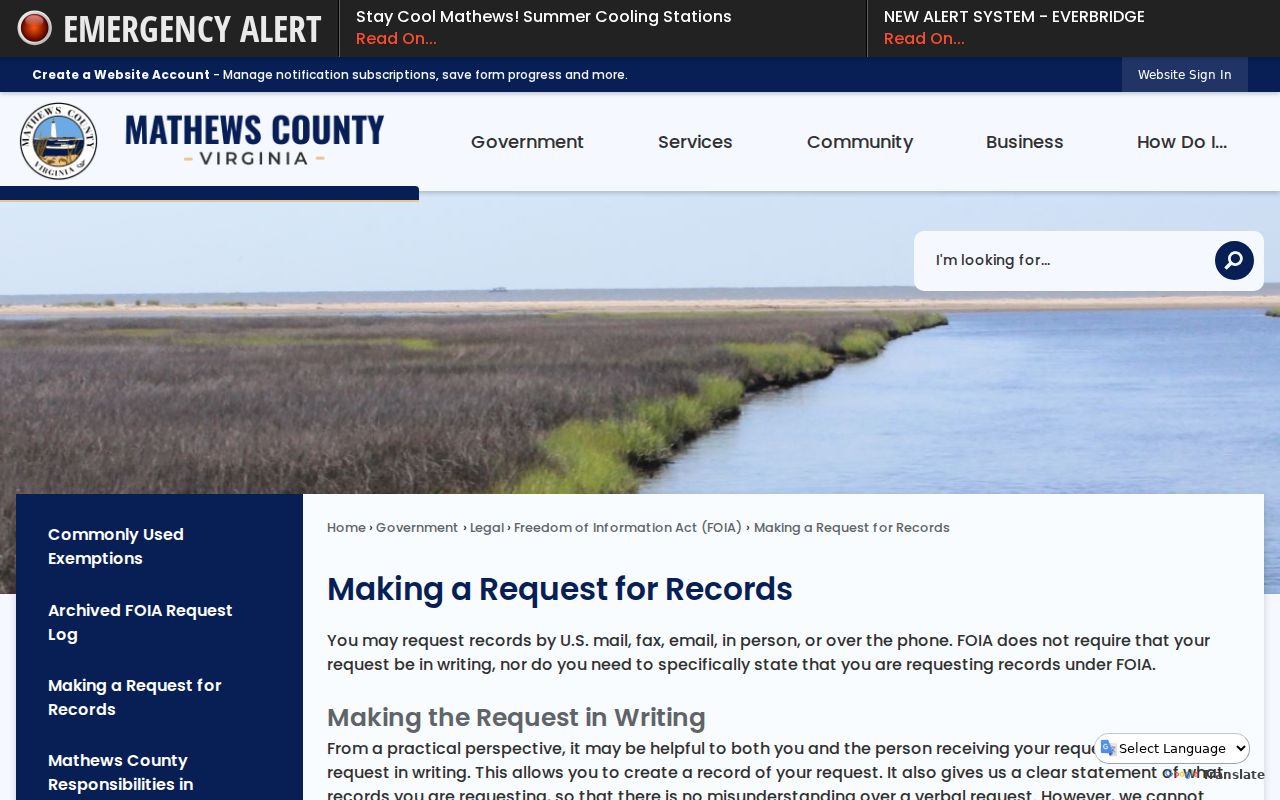 Mathews County arrest records request instructions