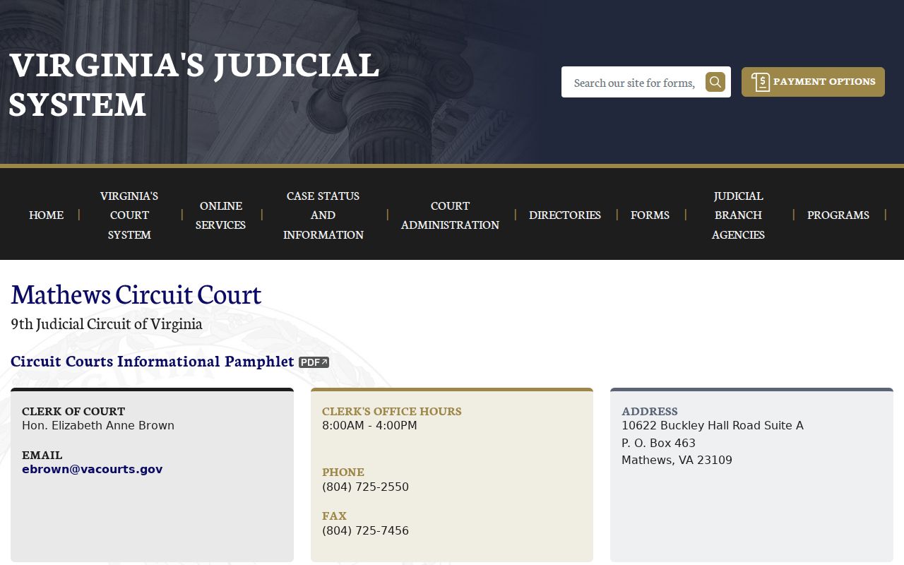 Mathews County criminal court cases Circuit Court directory