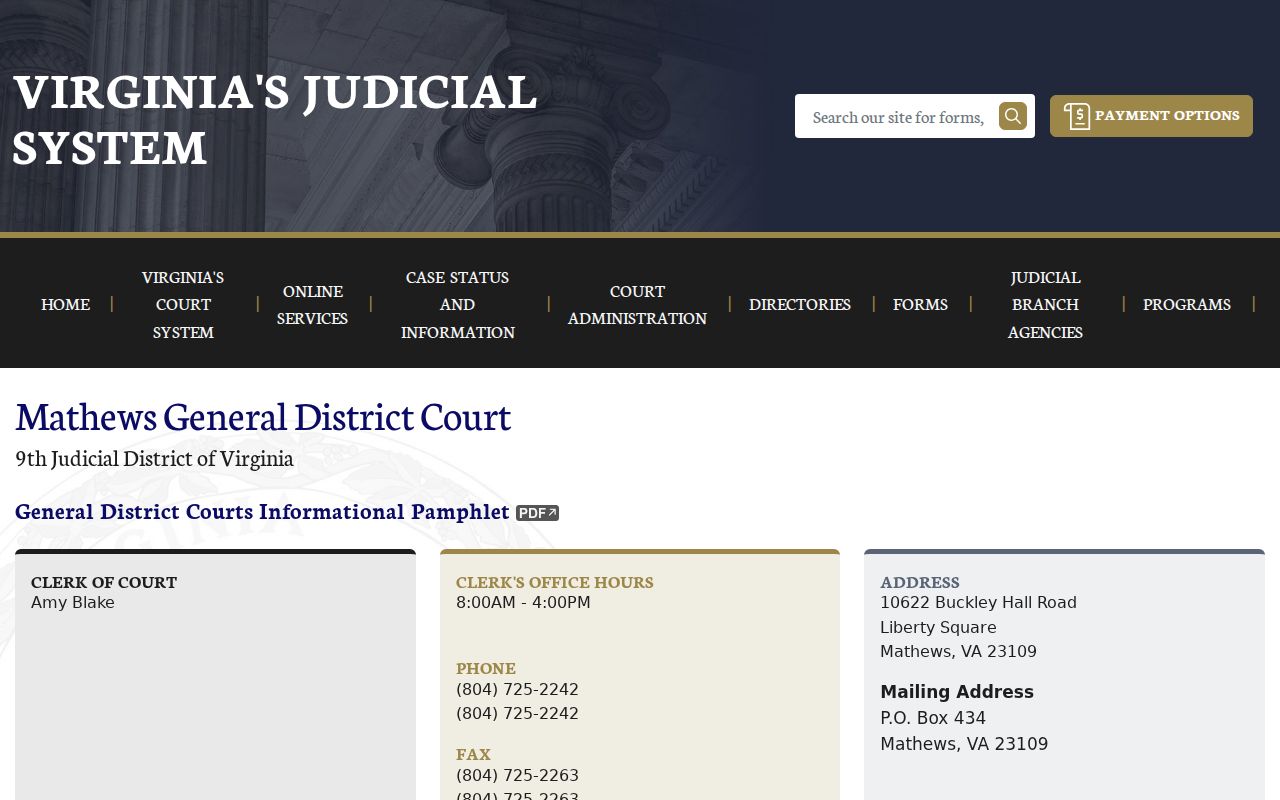 Mathews County criminal court cases General District Court directory
