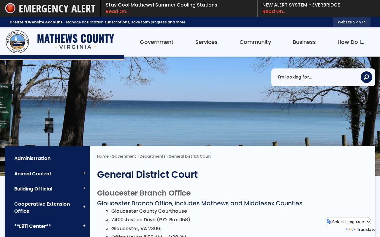 Mathews County criminal court cases General District Court page